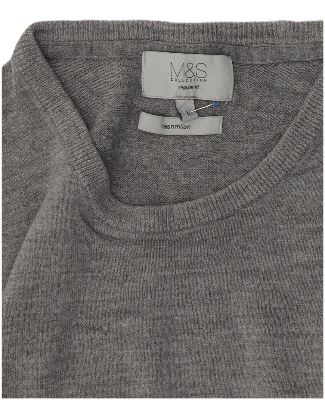 Marks & Spencer Mens Regular Fit Crew Neck Jumper Sweater Large Grey
