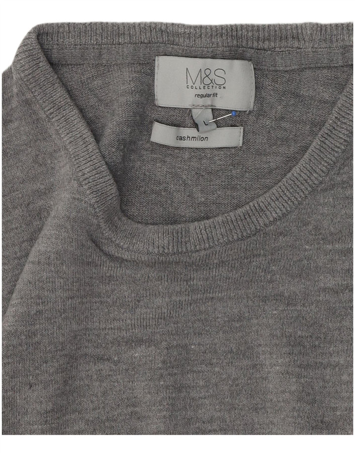 Marks & Spencer Mens Regular Fit Crew Neck Jumper Sweater Large Grey