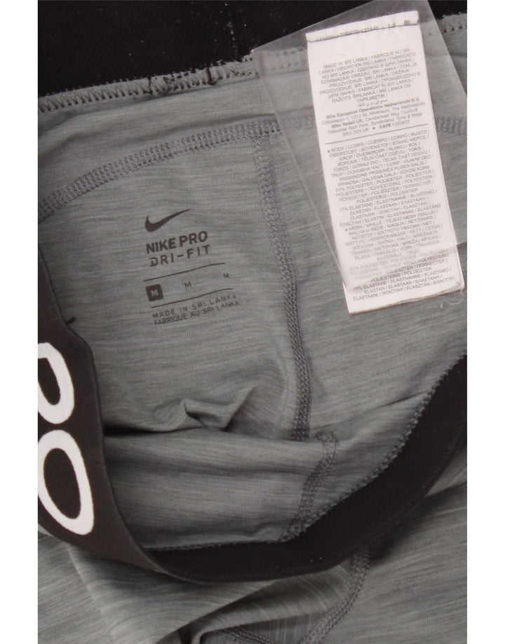 NIKE Womens Dri Fit Graphic Leggings UK 12 Medium  Grey Polyester