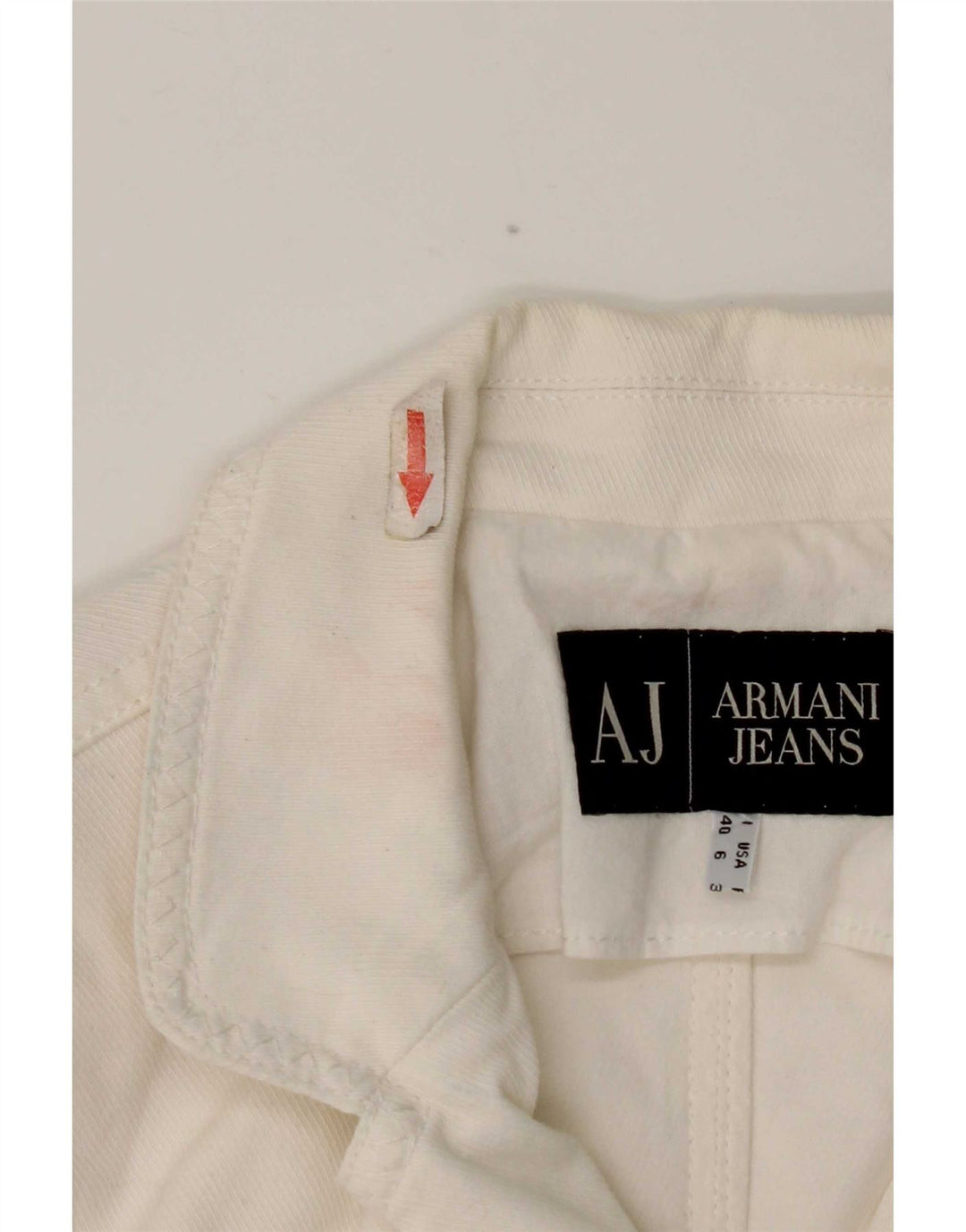 Armani Jeans Veste Blazer 3 Boutons Femme UK 10 Petit Coton Blanc