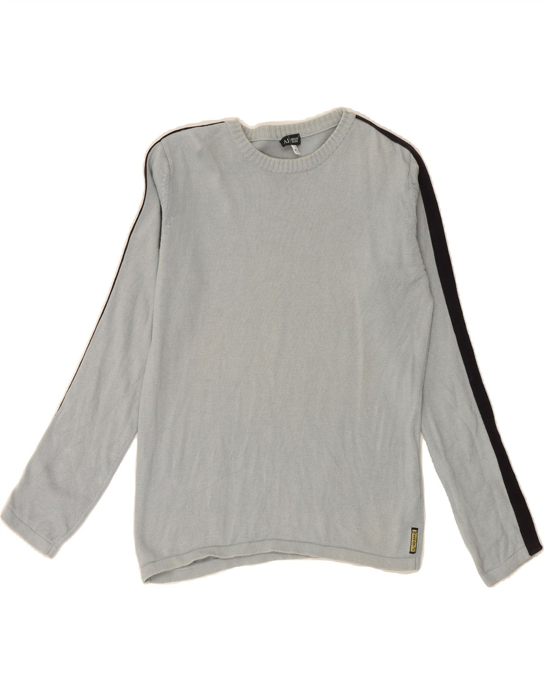 ARMANI JEANS Mens Crew Neck Jumper Sweater Medium Grey Cotton Vintage Armani Jeans and Second-Hand Armani Jeans from Messina Hembry 