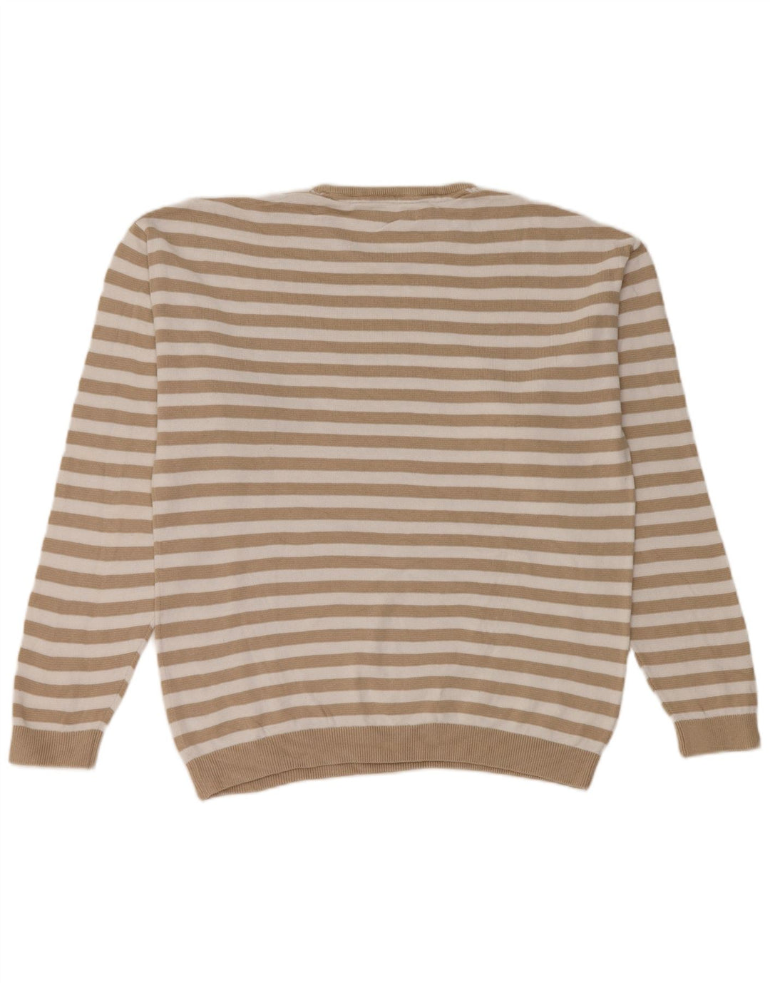 Jack & Jones Mens Crew Neck Jumper Sweater Medium Beige Striped