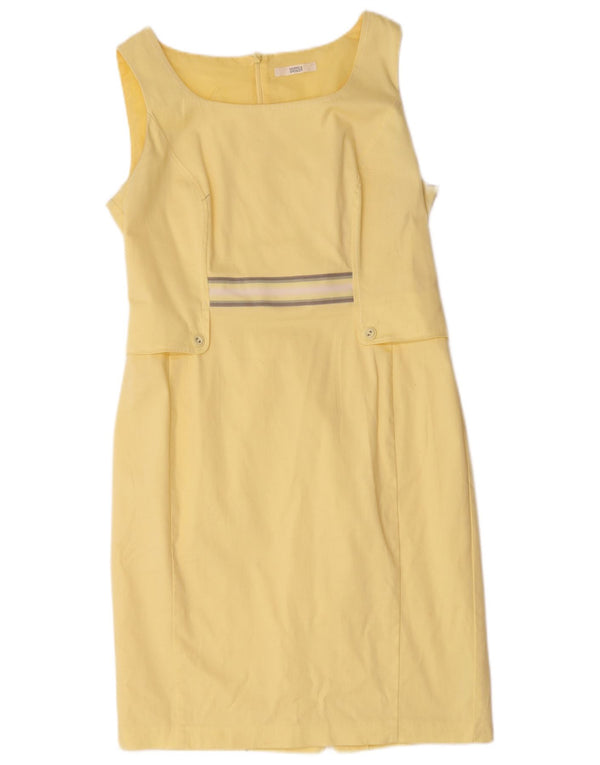 Marks & Spencer Robe fourreau sans manches pour femme UK 14 Grand coton jaune