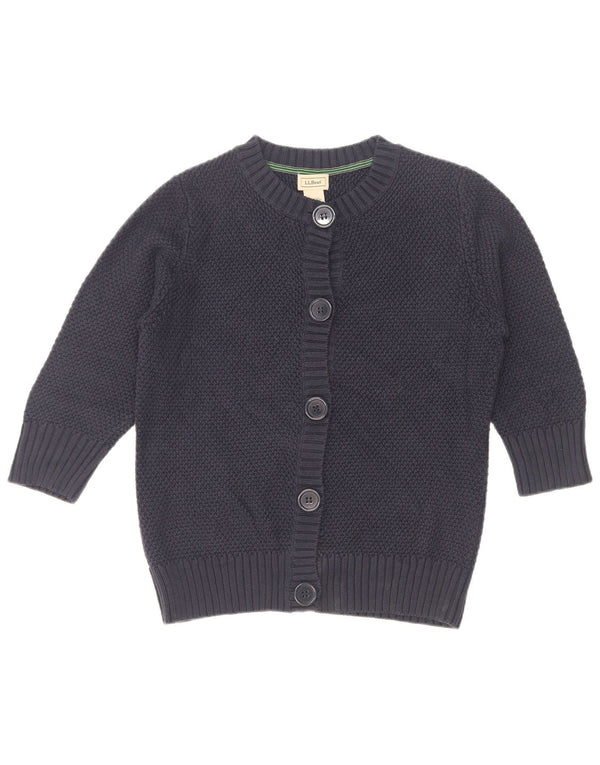 L.L.Bean dame cardigan sweater med 3/4 ærmer UK 14 medium marineblå bomuld
