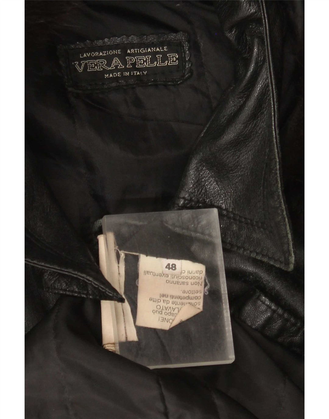 Vintage læderfrakke til kvinder IT 48 XL Sort