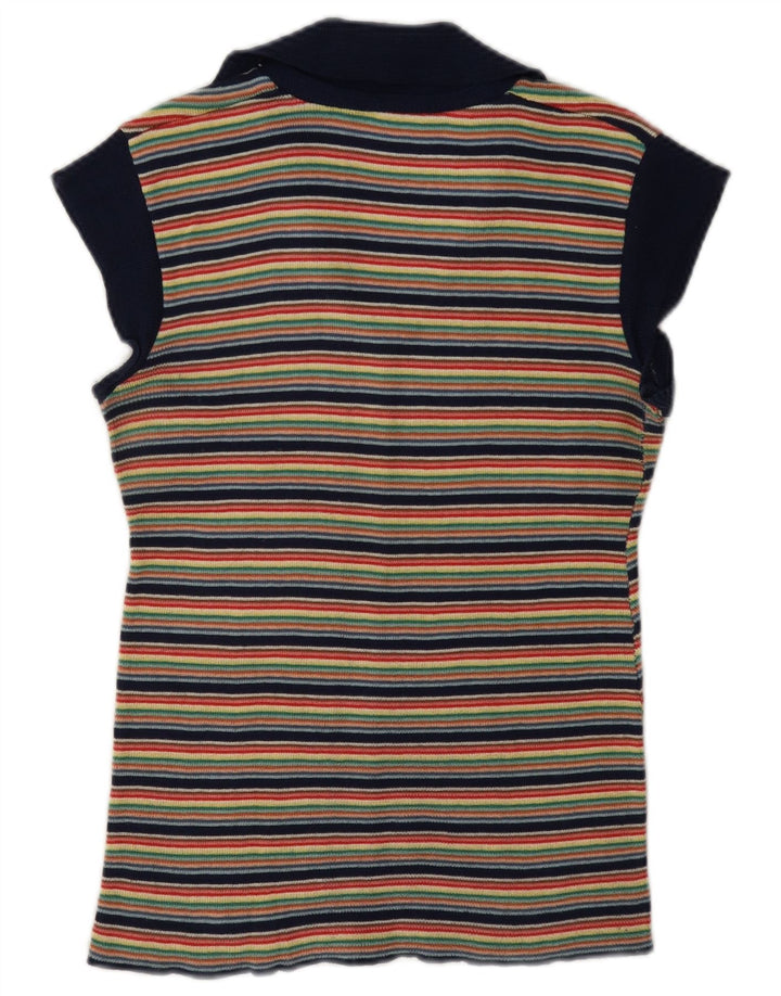 Camicetta vintage da donna in maglia top UK 12 a righe multicolori medie