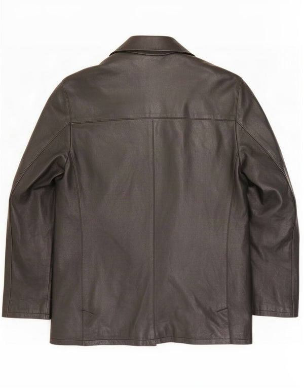 Conbipel Mens 4 Button Leather Blazer Jacket IT 50 Large Black
