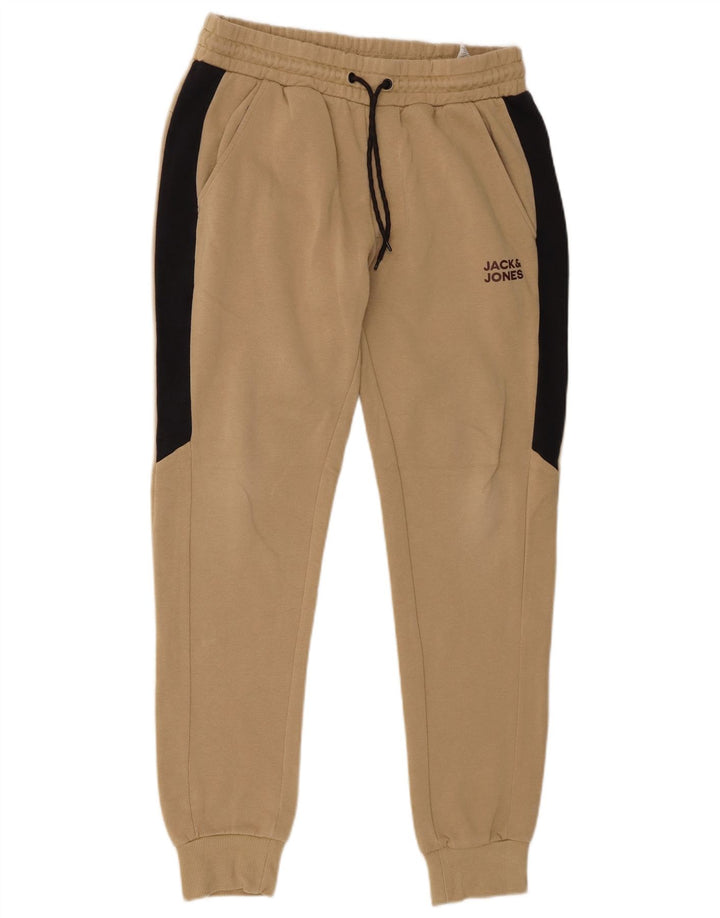 Jack & Jones Mens Tracksuit Trousers Joggers Medium Beige Colourblock