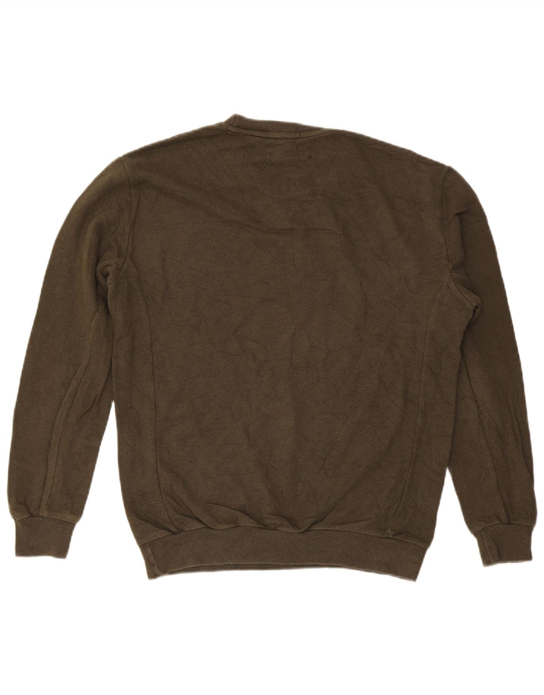 Zara Mens Crew Neck Jumper Sweater Medium Khaki Cotton