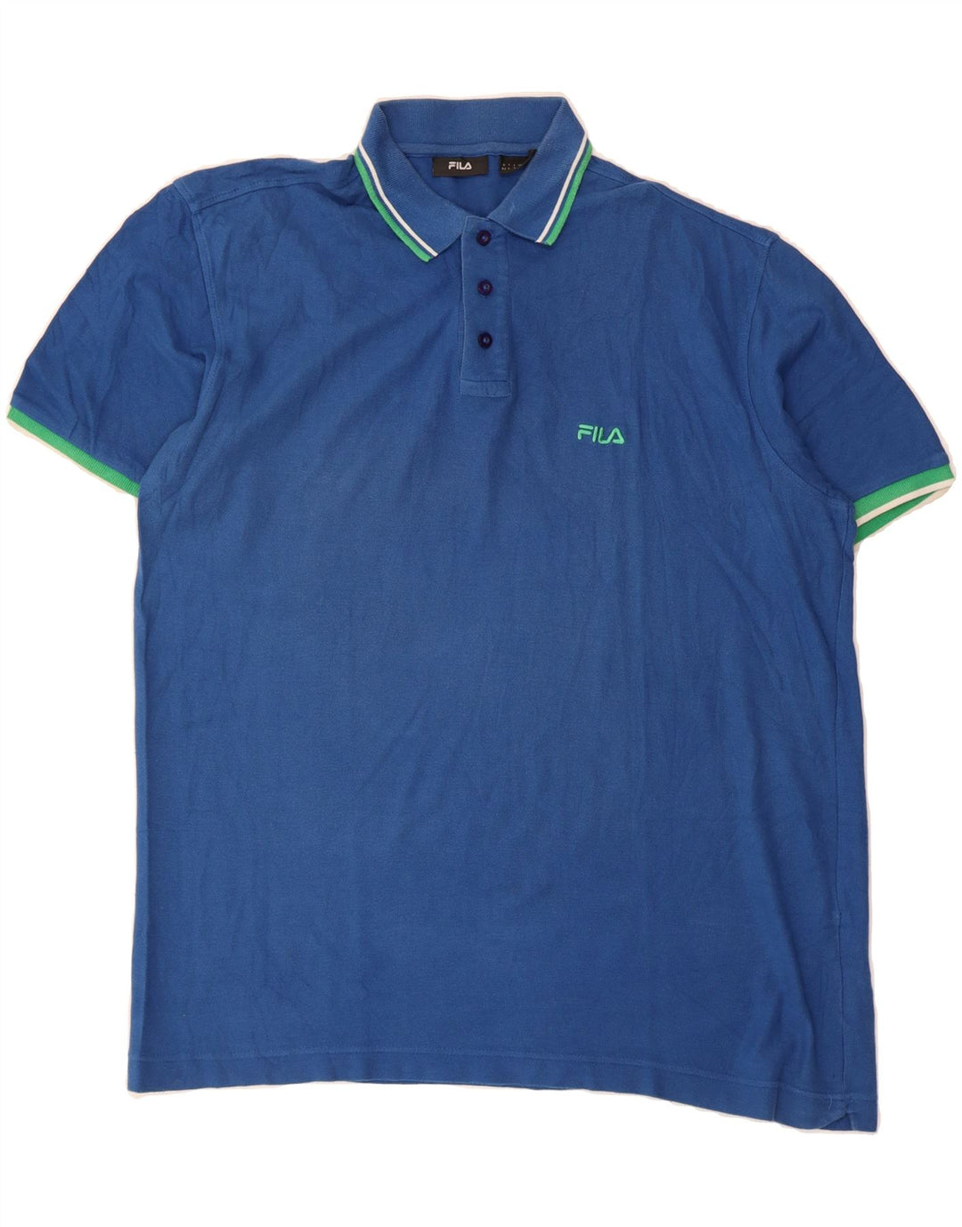 FILA Mens Polo Shirt Large Blue Cotton Vintage Fila and Second-Hand Fila from Messina Hembry 