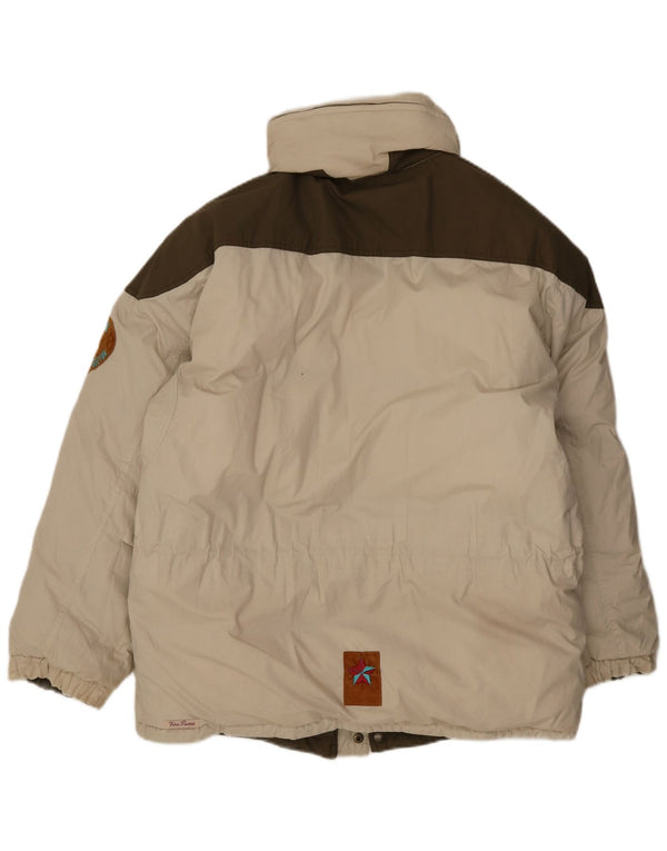 Stratos Mens Hooded Reversible Padded Jacket UK 38 Medium Beige Colourblock