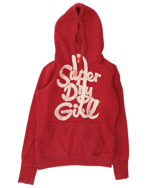 Superdry Damen-Kapuzenpullover mit Kapuze, UK 10, Größe S, Rot, Baumwolle