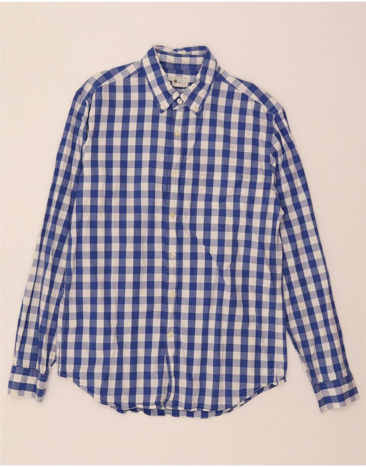 J. CREW Mens Tailored Shirt Medium Blue Gingham Cotton Vintage J. Crew and Second-Hand J. Crew from Messina Hembry 