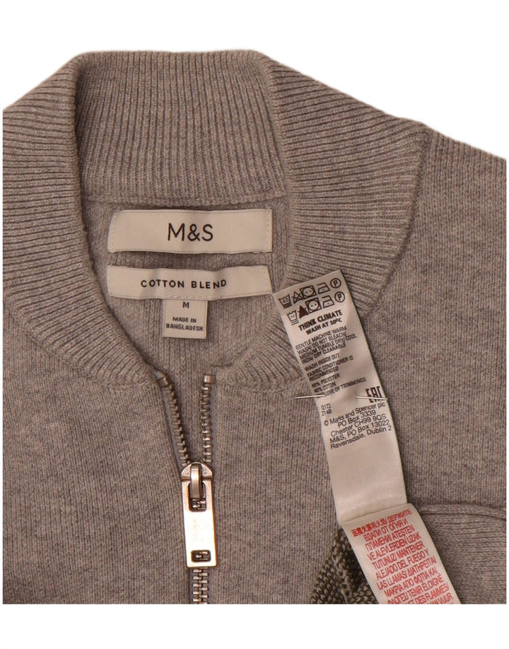 Marks & Spencer Męski sweter z okrągłym dekoltem, poliester w średnie szare paski
