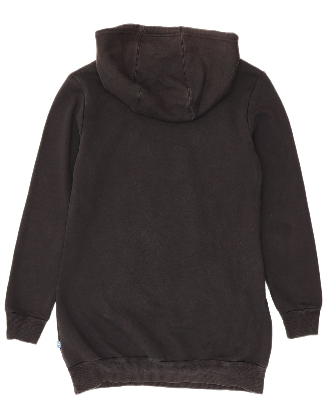 Adidas Womens Longline Graphic Hoodie Jumper EU 42 Medium Black Polyester