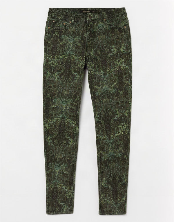 Zara Damen Skinny Freizeithose EU 36 XS W26 L28 Grünes Paisley