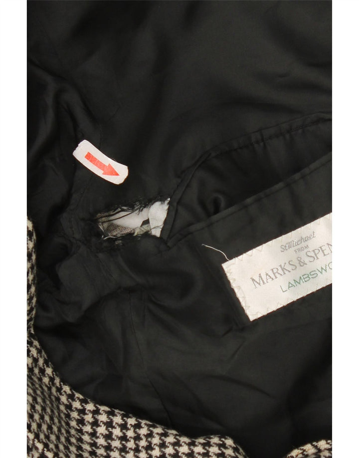 Marks & Spencer Mens Long Blazer Jacket UK 40 Medium Black Houndstooth