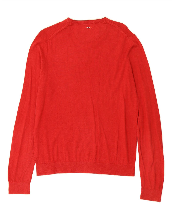 NAPAPIJRI Mens Boat Neck Jumper Sweater Medium Red Vintage Napapijri and Second-Hand Napapijri from Messina Hembry 