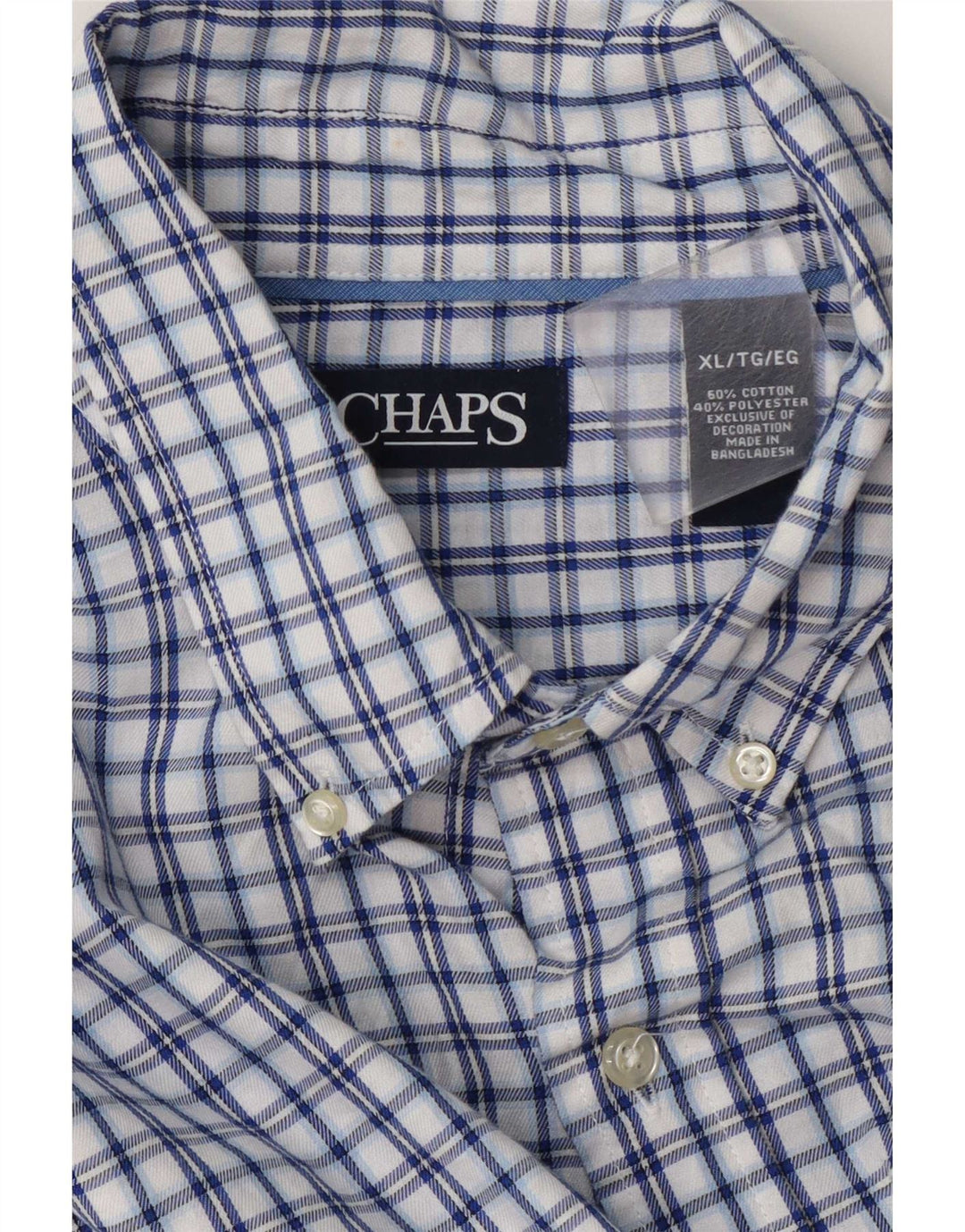 Chaps Mens Flannel Shirt XL Blue Check Cotton