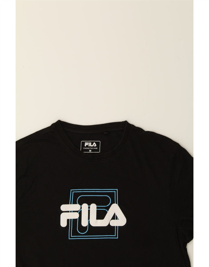 FILA Mens Graphic T-Shirt Top Medium Black Cotton Vintage Fila and Second-Hand Fila from Messina Hembry 