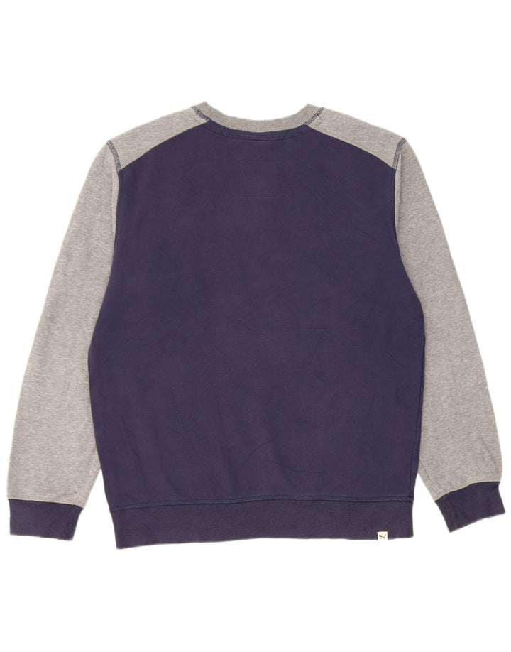 Puma Mens Graphic Sweatshirt Jumper Medium Navy Blue Colourblock Cotton