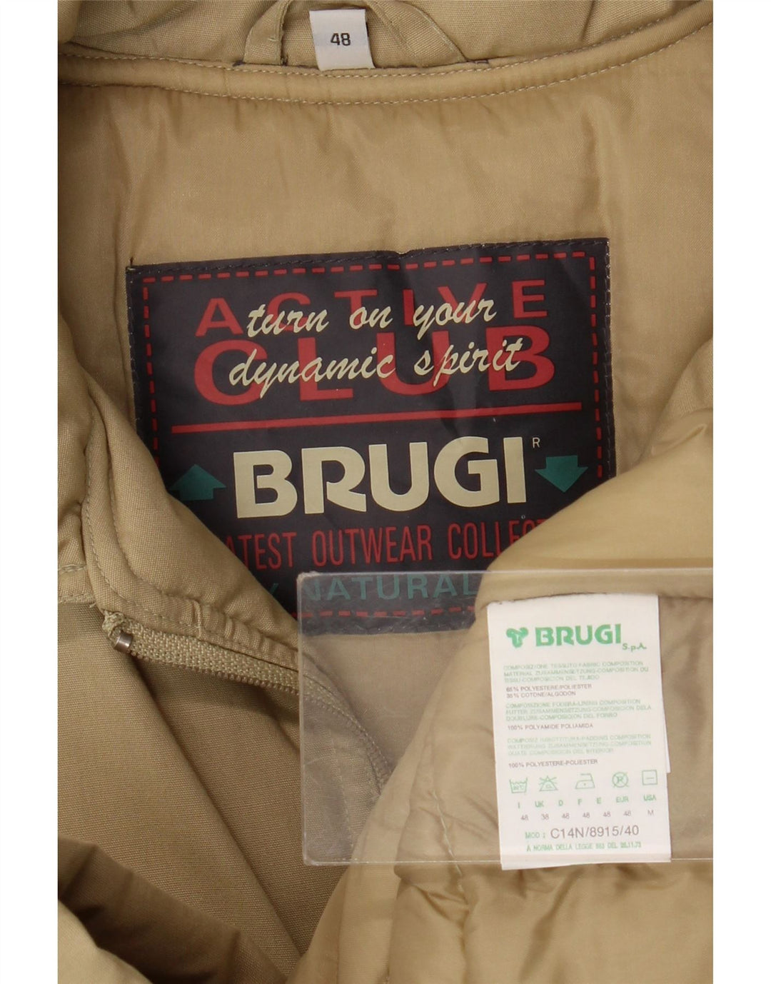 Brugi Mens Padded Coat IT 48 Medium Beige Polyester