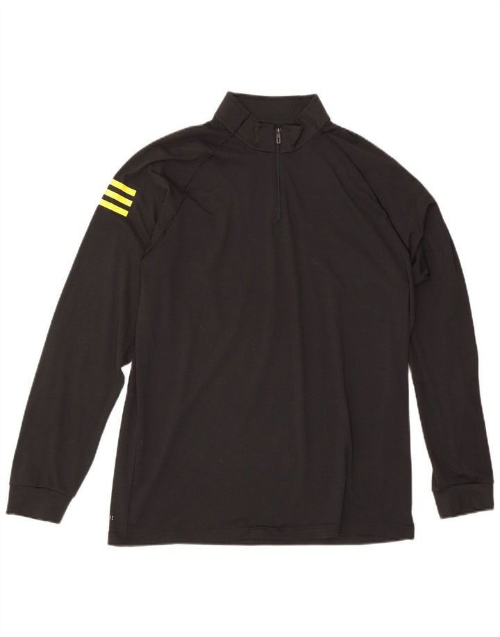 Adidas Mens Climalite Zip Neck Pullover Tracksuit Top Medium Black