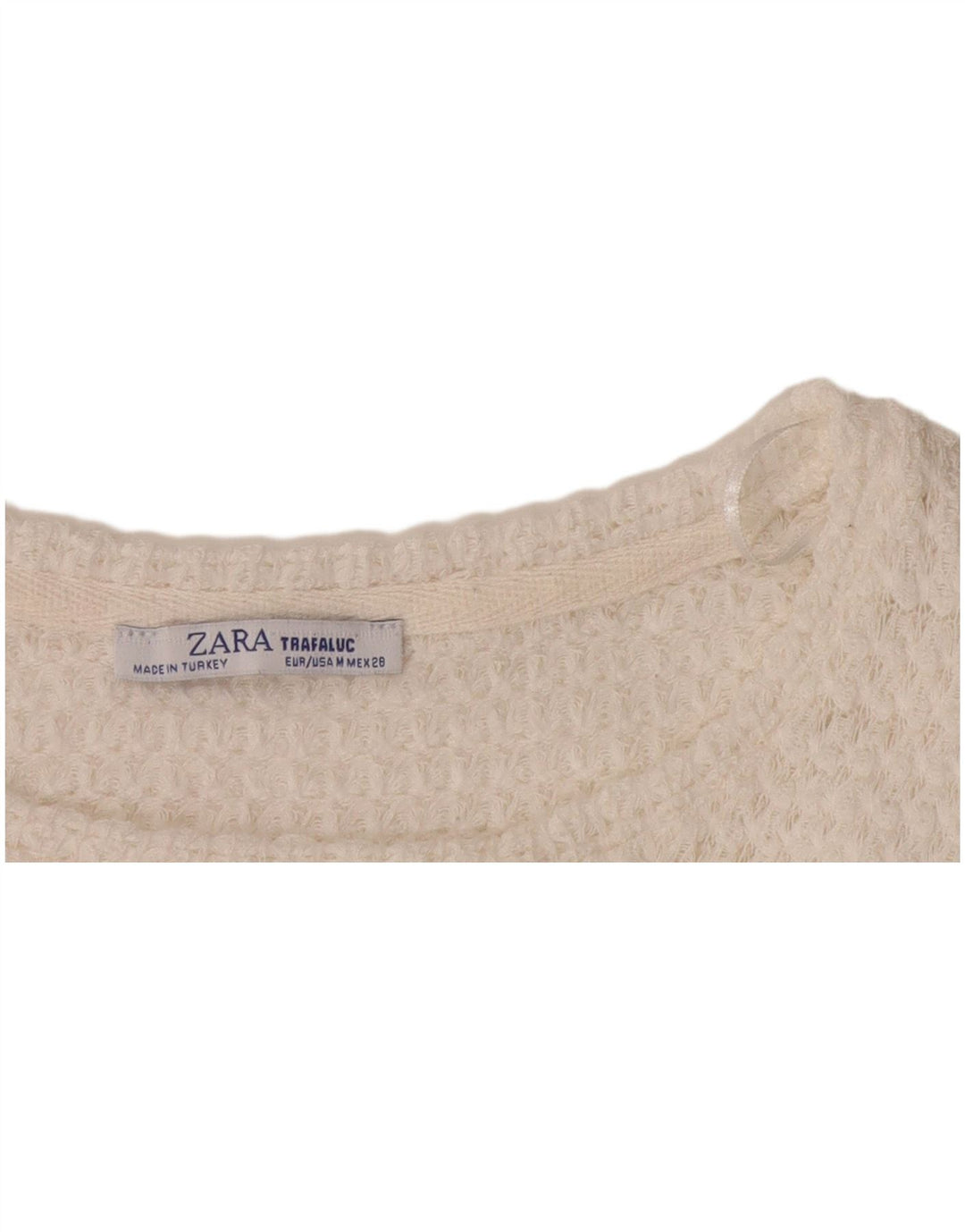 Zara Womens Trafaluc Knit Blouse Top UK 14 Medium White