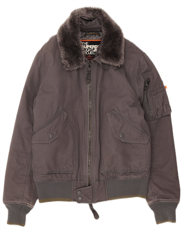 Giubbotto bomber da donna Superdry UK 18 XL cotone grigio