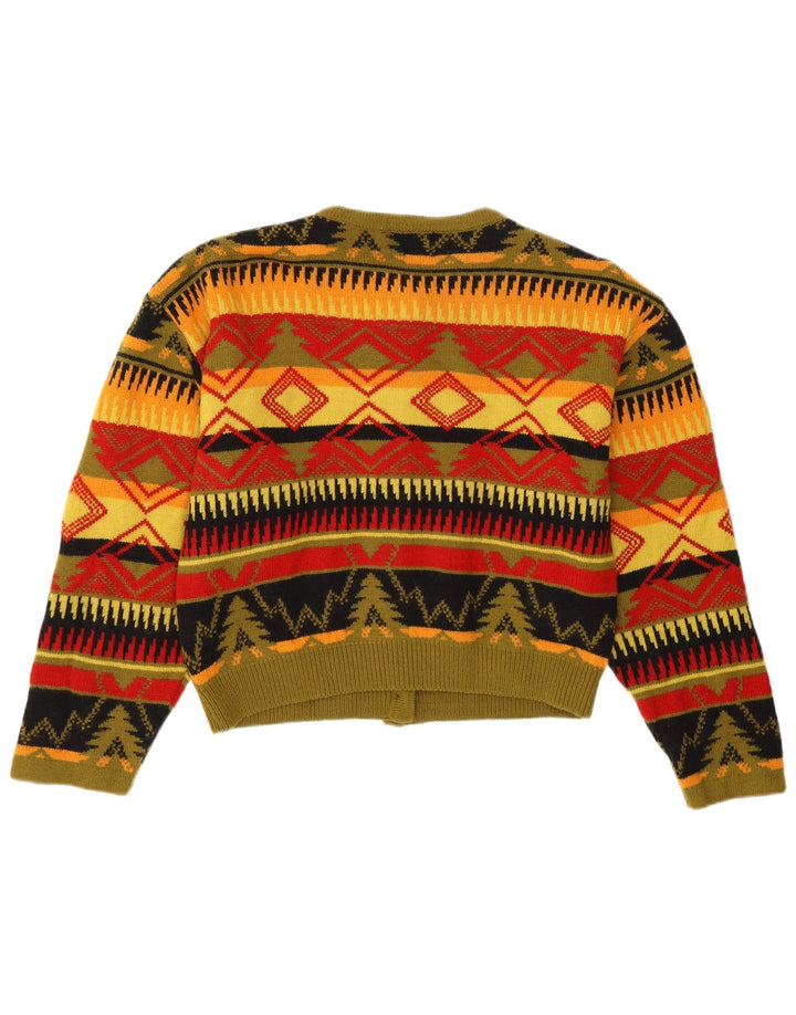 Byblos Womens Crop Cardigan Sweater IT 40 Small Multicoloured Geometric