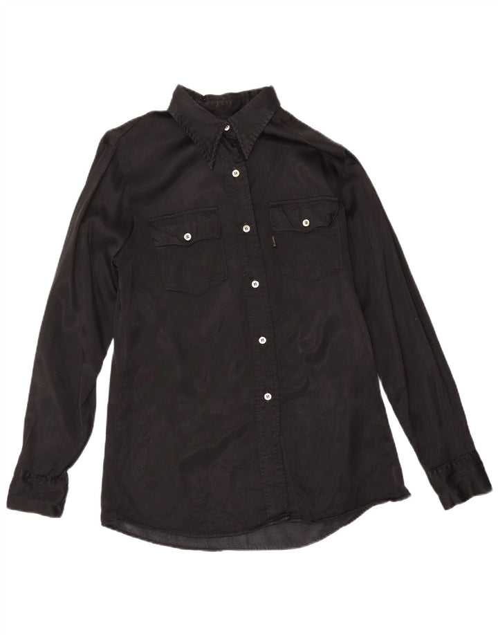 REPLAY Womens Shirt UK 14 Medium Black Viscose