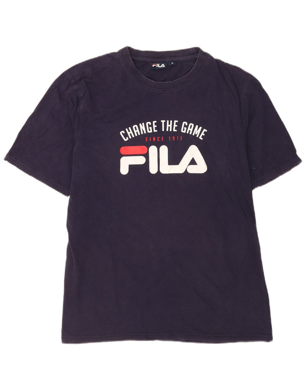 Fila Mens Graphic T-Shirt Top XL Navy Blue Cotton