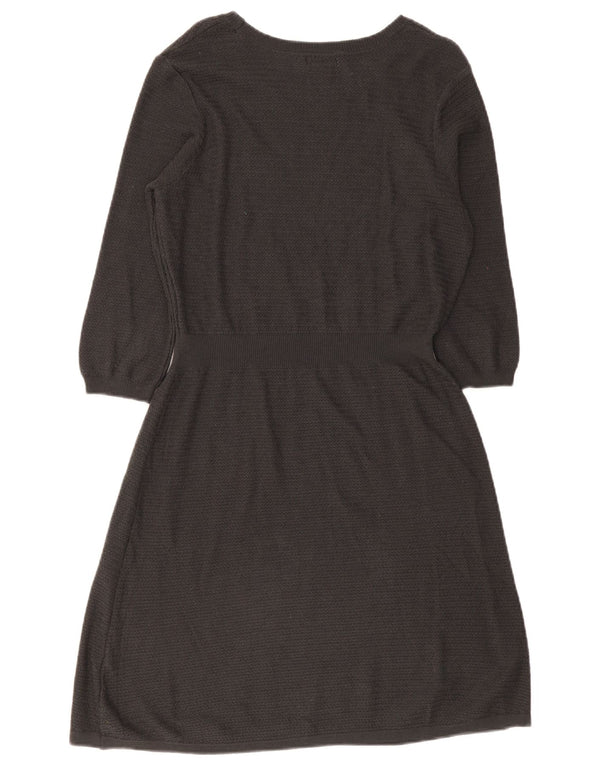 Fat Face Robe trapèze en tricot à manches 3/4 pour femme UK 12 Gris moyen Coton