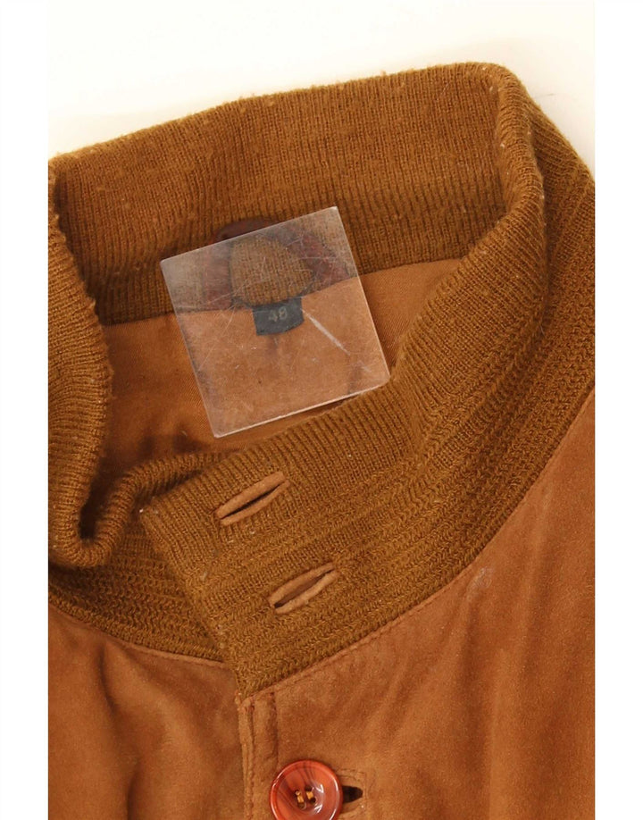 Vintage Mens Suede Bomber Jacket IT 48 Medium Brown