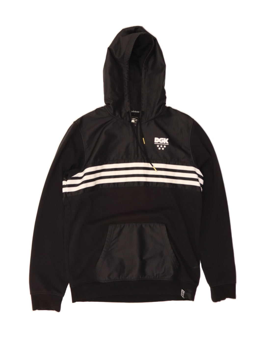 ADIDAS Mens Climalite Hoodie Jumper Small Black Striped Polyester Vintage Adidas and Second-Hand Adidas from Messina Hembry 