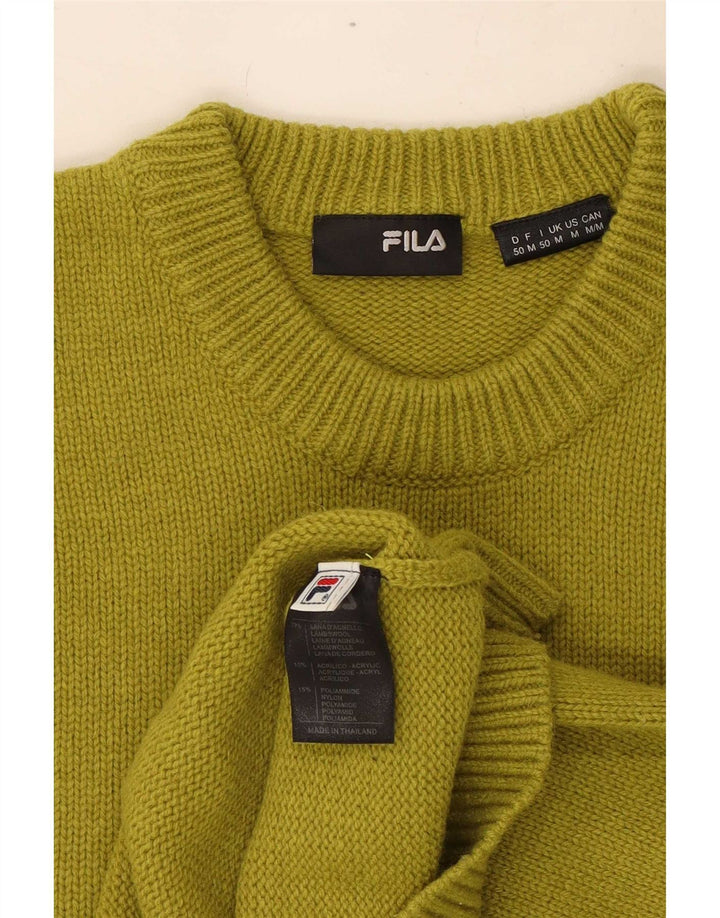 Suéter masculino Fila com gola redonda, lã cáqui média