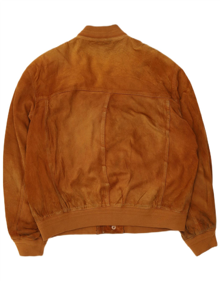 Forester Mens Suede Bomber Jacket UK 40 Large Beige Leather