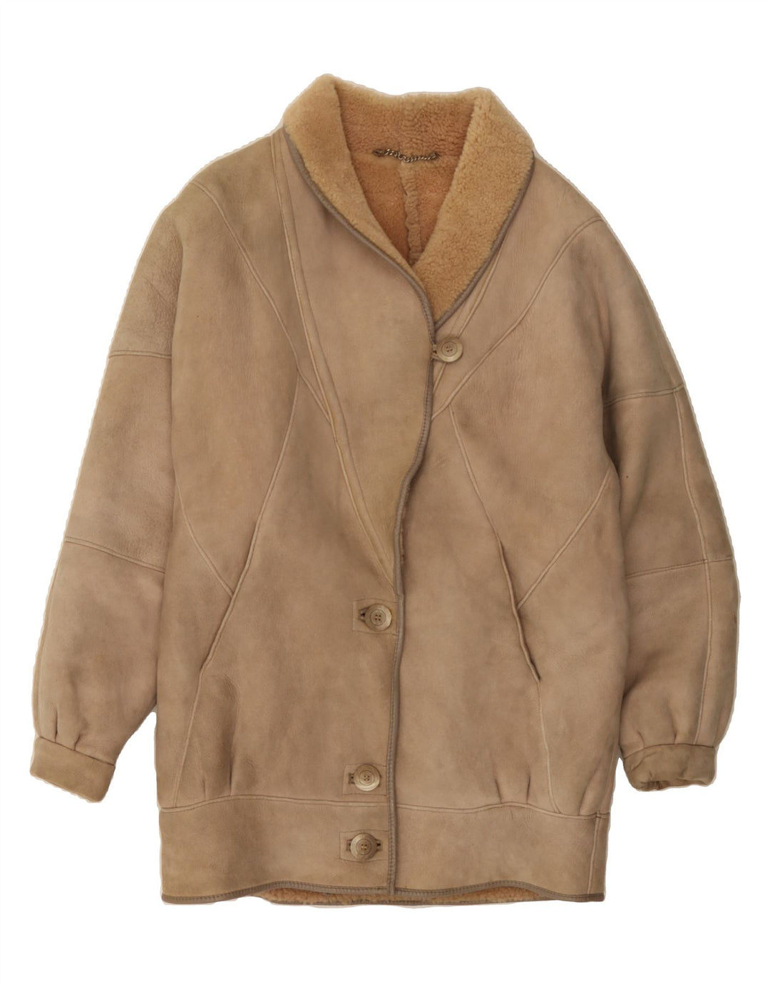 GIANLUCA LORENZI Womens Loose Fit Shearling Coat IT 42 Medium Beige Vintage Gianluca Lorenzi and Second-Hand Gianluca Lorenzi from Messina Hembry 