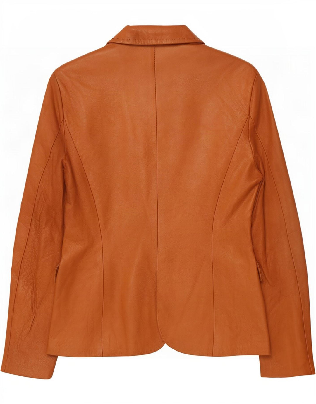 Atos Lombardini Veste blazer en cuir à 3 boutons pour femme IT 46 Large Marron