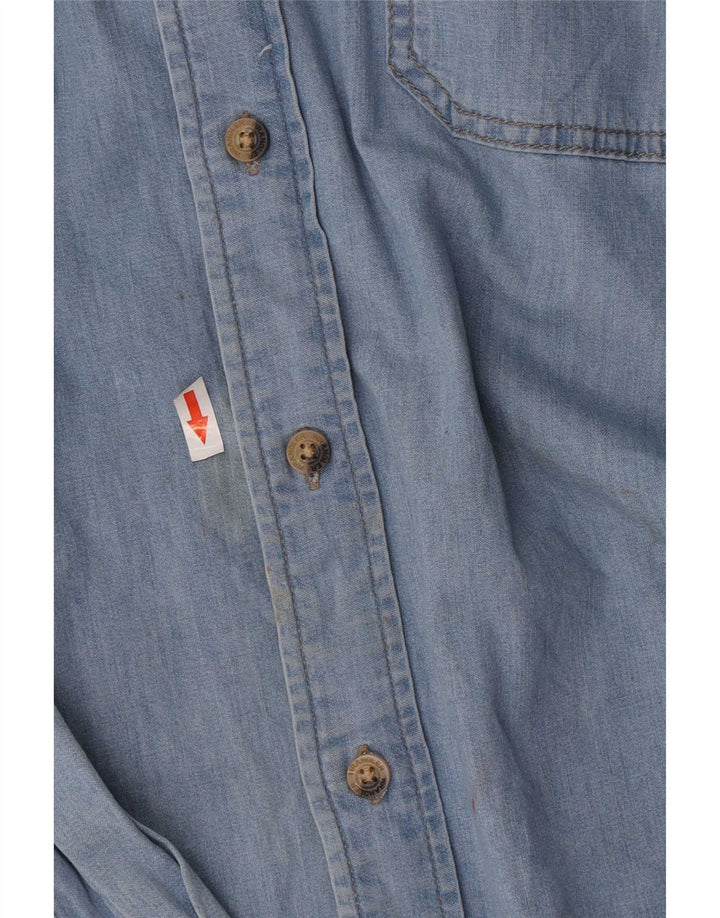 Wrangler Mens Regular Fit Denim Shirt Large Blue Cotton