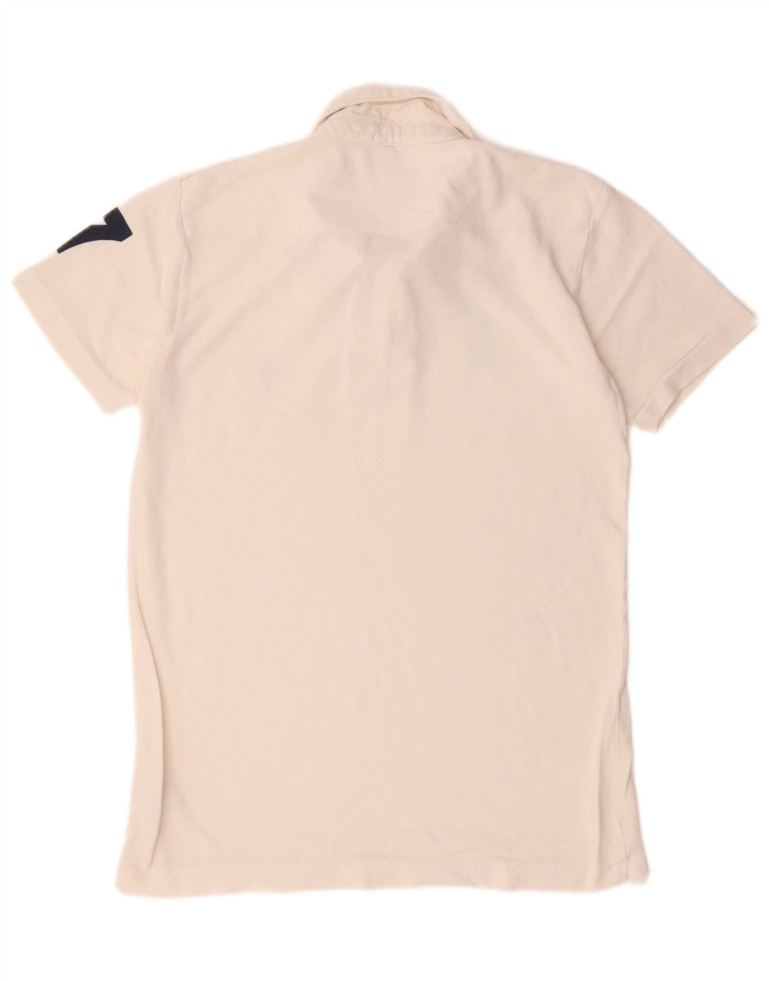 French Connection Mens Graphic Polo Shirt Small Off White Cotton