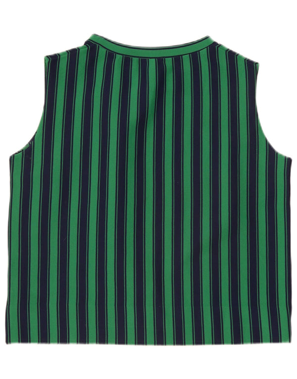 Vintage mujer blusa sin mangas Top Reino Unido 16 rayas verdes grandes