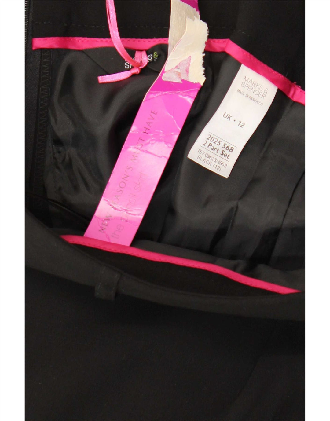 Marks & Spencer Pencil Nederdel til kvinder UK 12 Medium W30 Sort Polyester