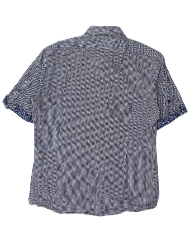 Moschino Mens Short Sleeve Shirt Large Blue Gingham Cotton