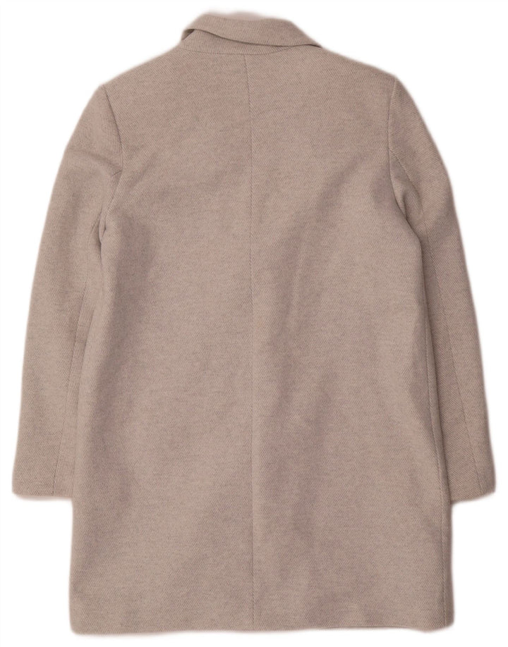 Zara Dame Dobbeltradet Frakke UK 14 Medium Grey Polyester