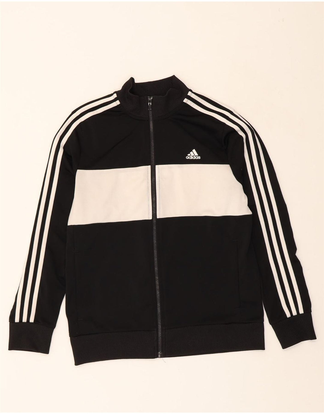 ADIDAS Boys Tracksuit Top Jacket 11-12 Years Black Colourblock Polyester Vintage Adidas and Second-Hand Adidas from Messina Hembry 