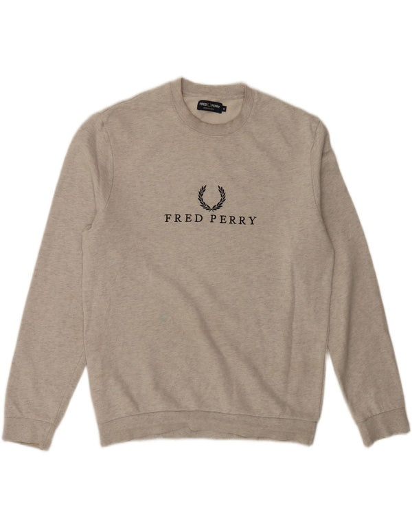 Fred Perry Mens Graphic Sweatshirt Jumper Medium Grey Cotton
