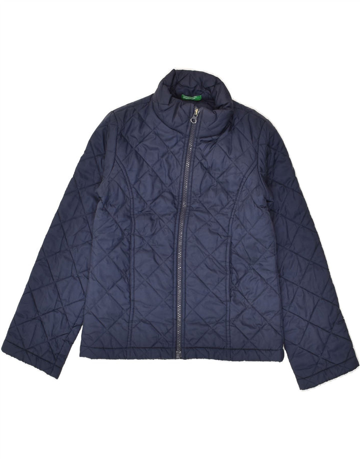 BENETTON Boys Quilted Jacket 7-8 Years Medium Navy Blue Polyester | Vintage Benetton | Thrift | Second-Hand Benetton | Used Clothing | Messina Hembry 