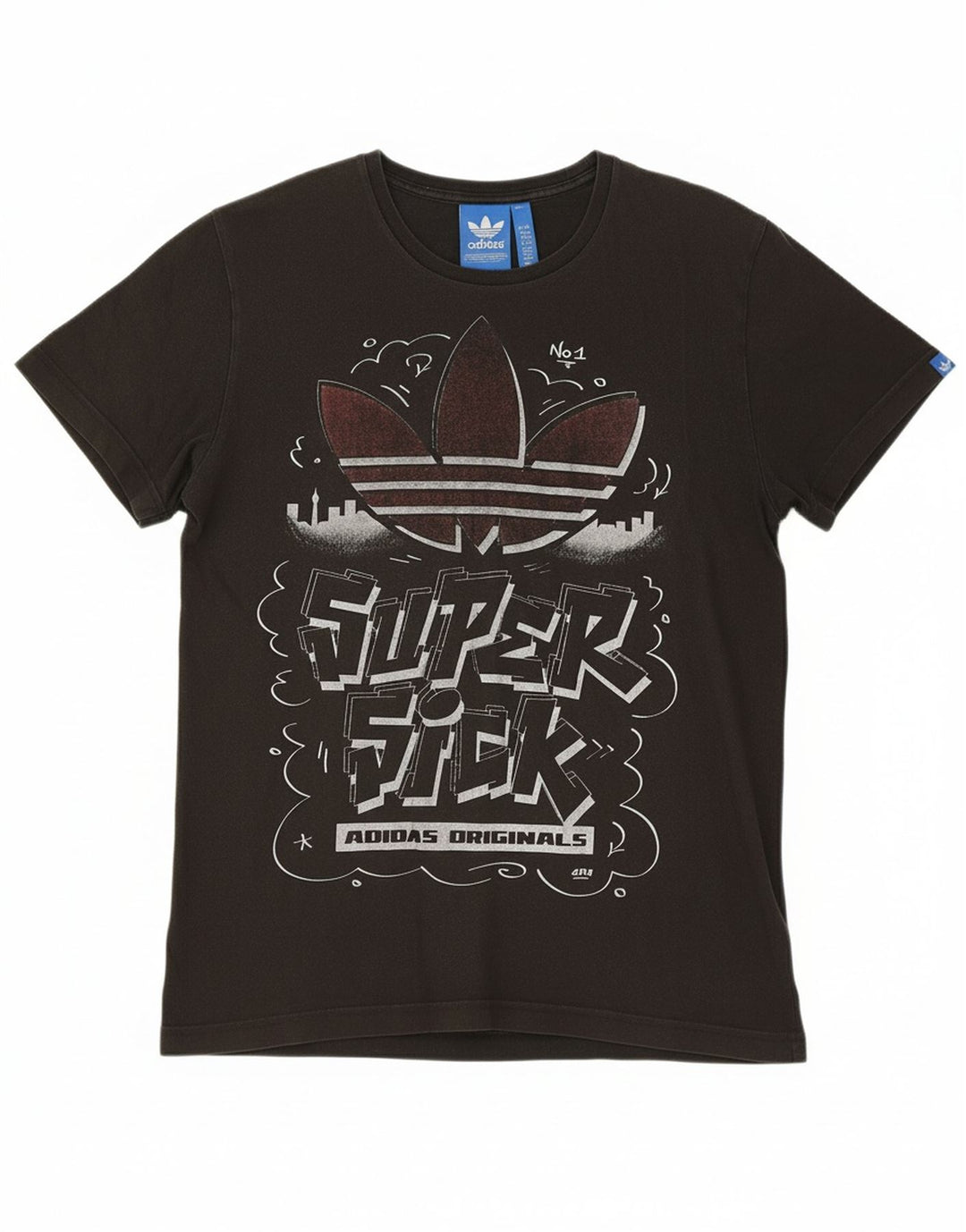 ADIDAS Mens Graphic T-Shirt Top Medium Black Cotton