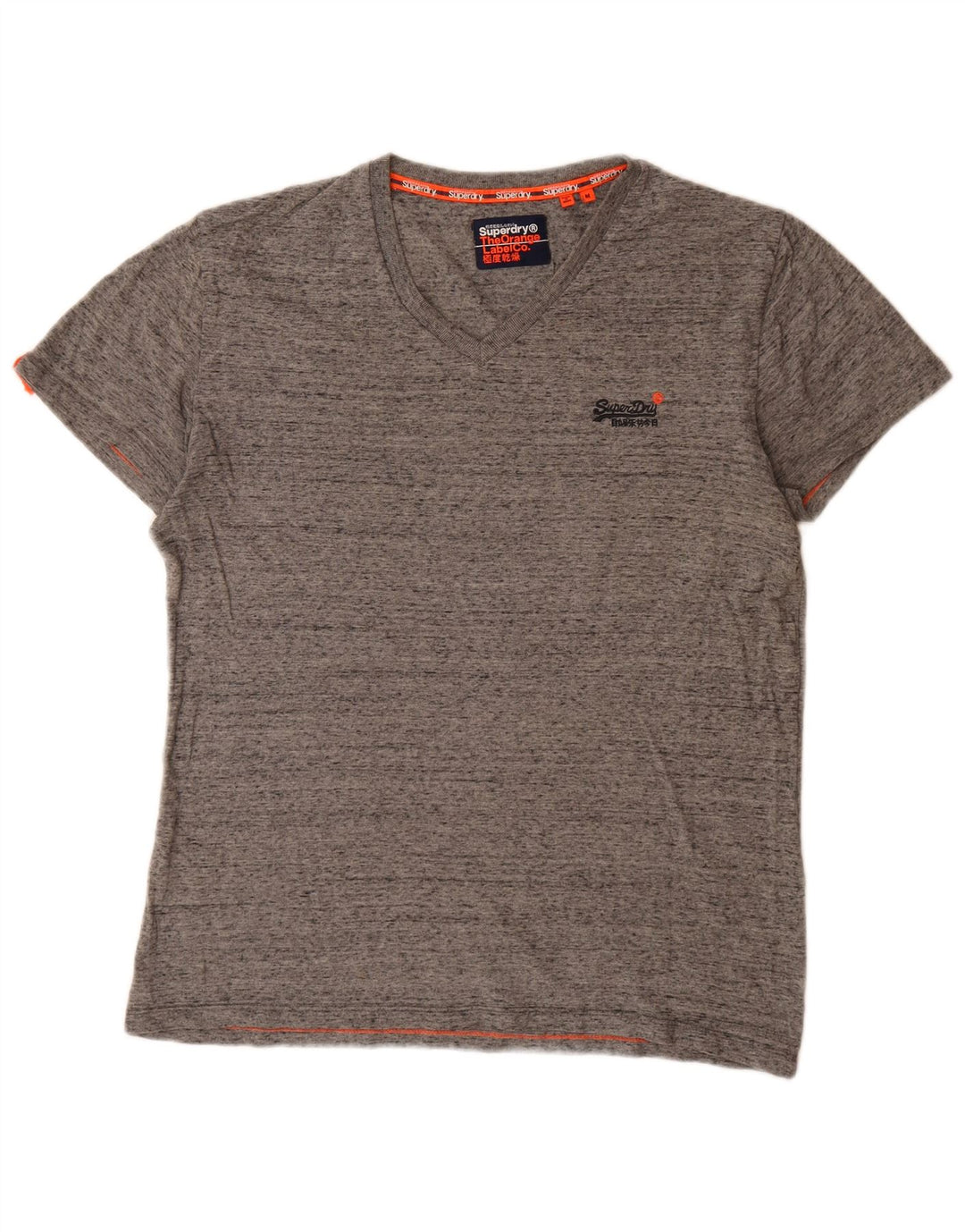 Superdry Mens T-Shirt Top Medium Grey Flecked Cotton